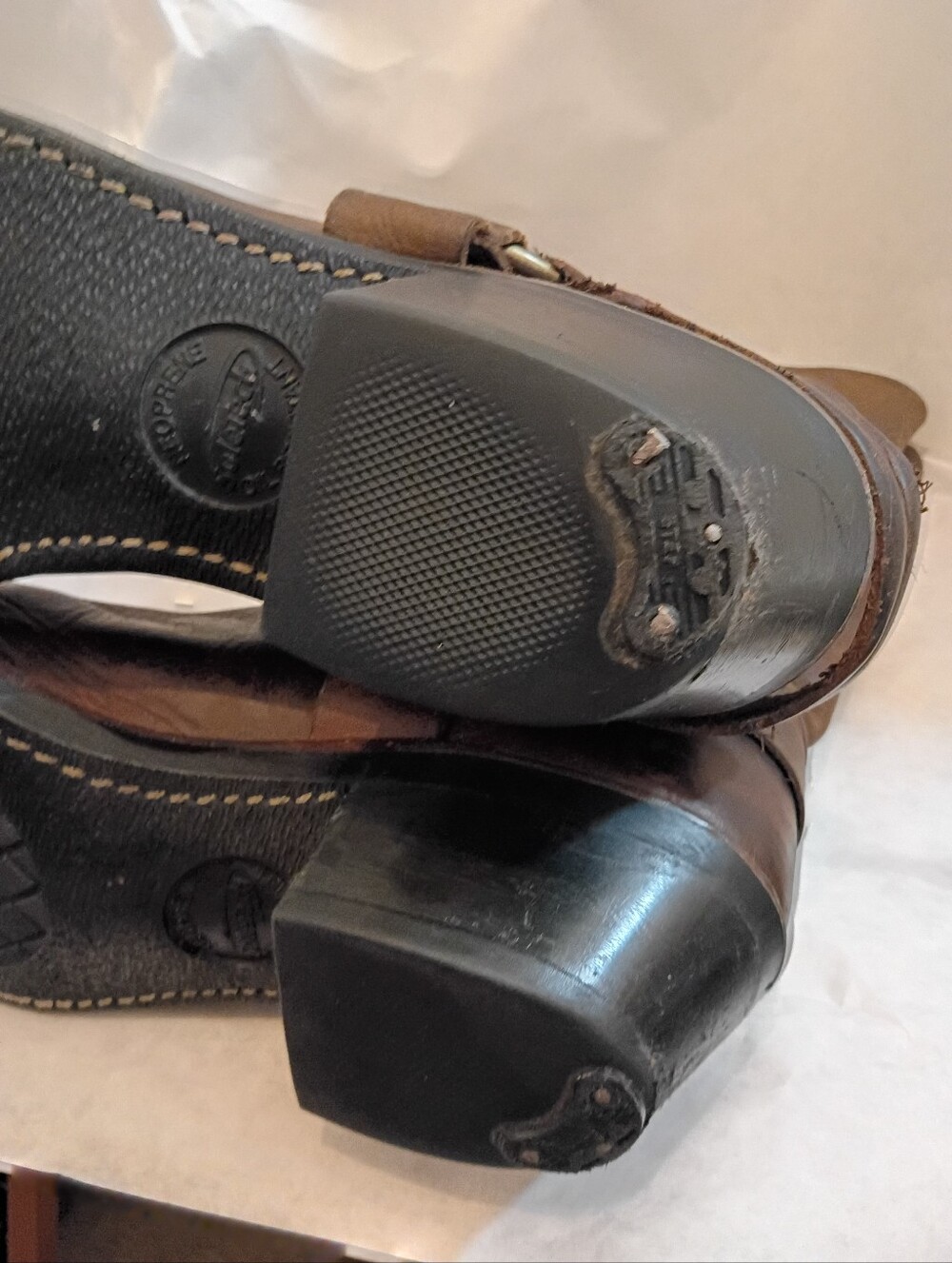Vtg Frye Womabs Boots Harness Brown Square Toe Black Label 8M Southwest - Picture 5 of 16